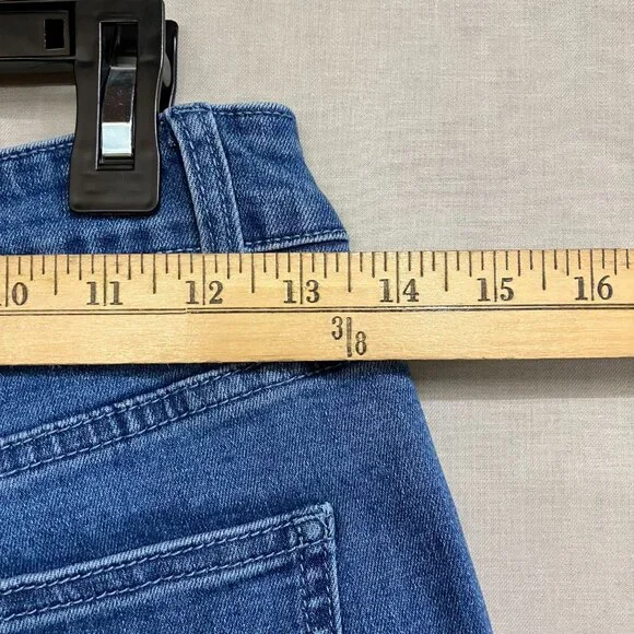 ETTELO Women's 6 Jeans Blue Mid Waisted Straight Leg Stretch Tummy Control Jeans - Picture 11 of 12